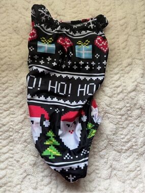 Kids Black Holiday Pixel Santa Jumpsuit Romper